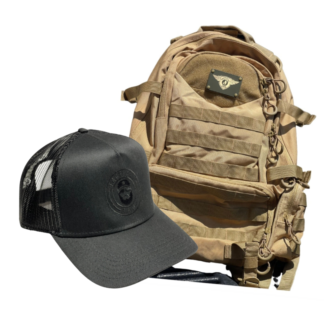 Tactical Dad Diaperbag/Backpack with Tactical Dad Iconic Black Trucker Hat