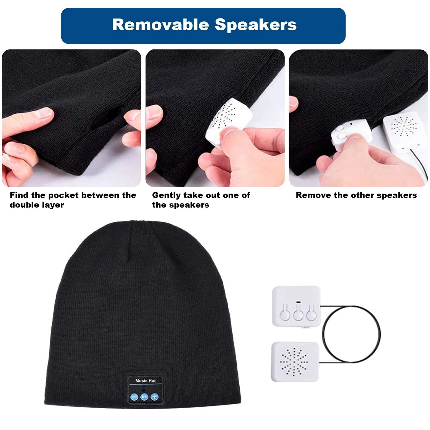 Wireless Bluetooth Beanie Hat with Built-In Speakers and Microphone
