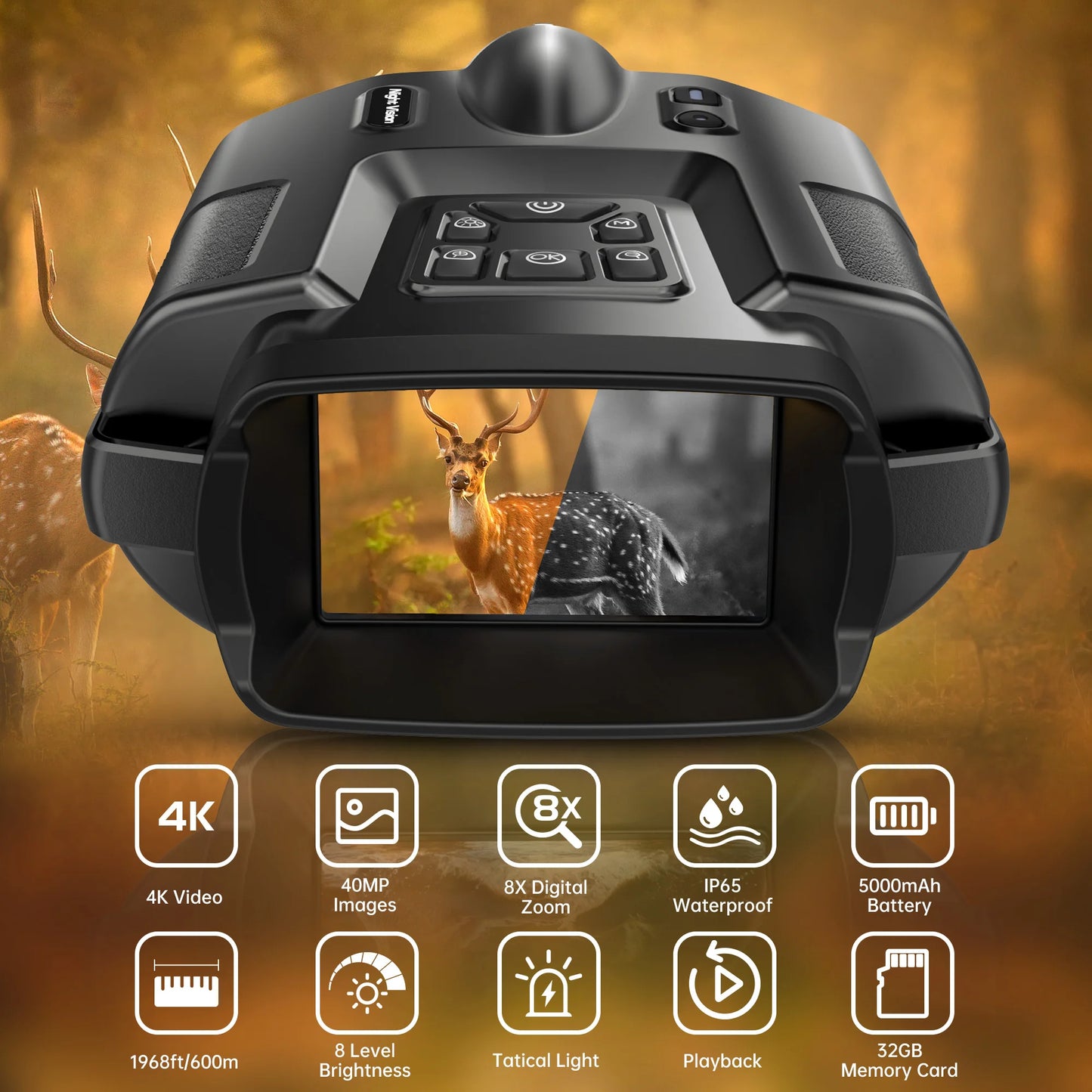 Rechargeable 4K Night Vision Binoculars