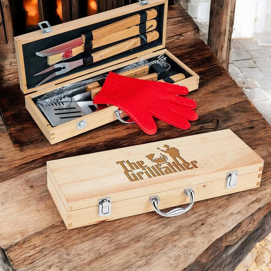 Engraved Box Grill Set