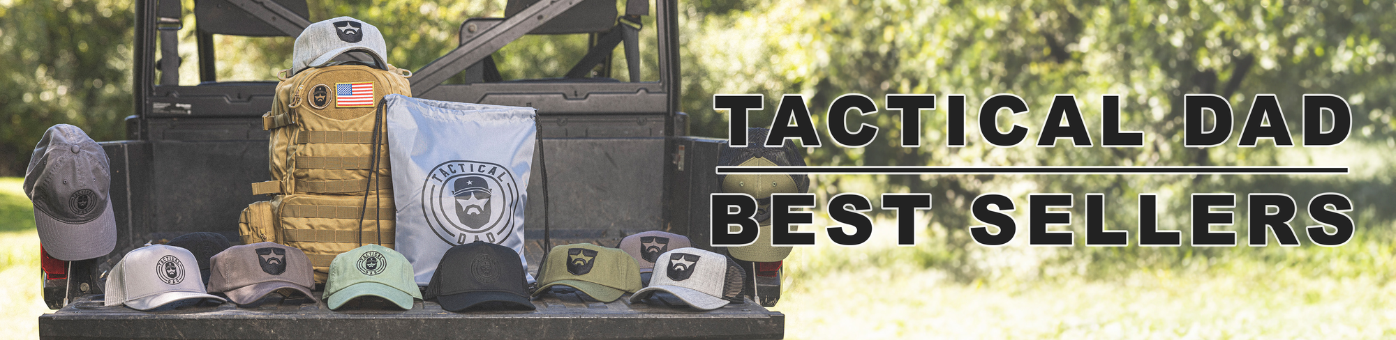 Tactical Dad Best Sellers Jeep with hats and backpacks