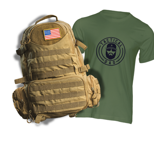 Tactical Dad Daypack & Green Tshirt