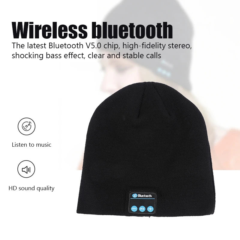 Wireless Bluetooth Beanie Hat with Built-In Speakers and Microphone