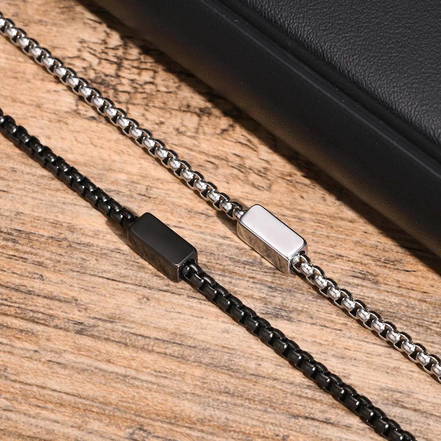 Custom Engraved Stainless Steel Box Chain Bracelet