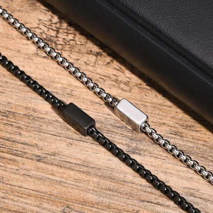 Custom Engraved Stainless Steel Box Chain Bracelet