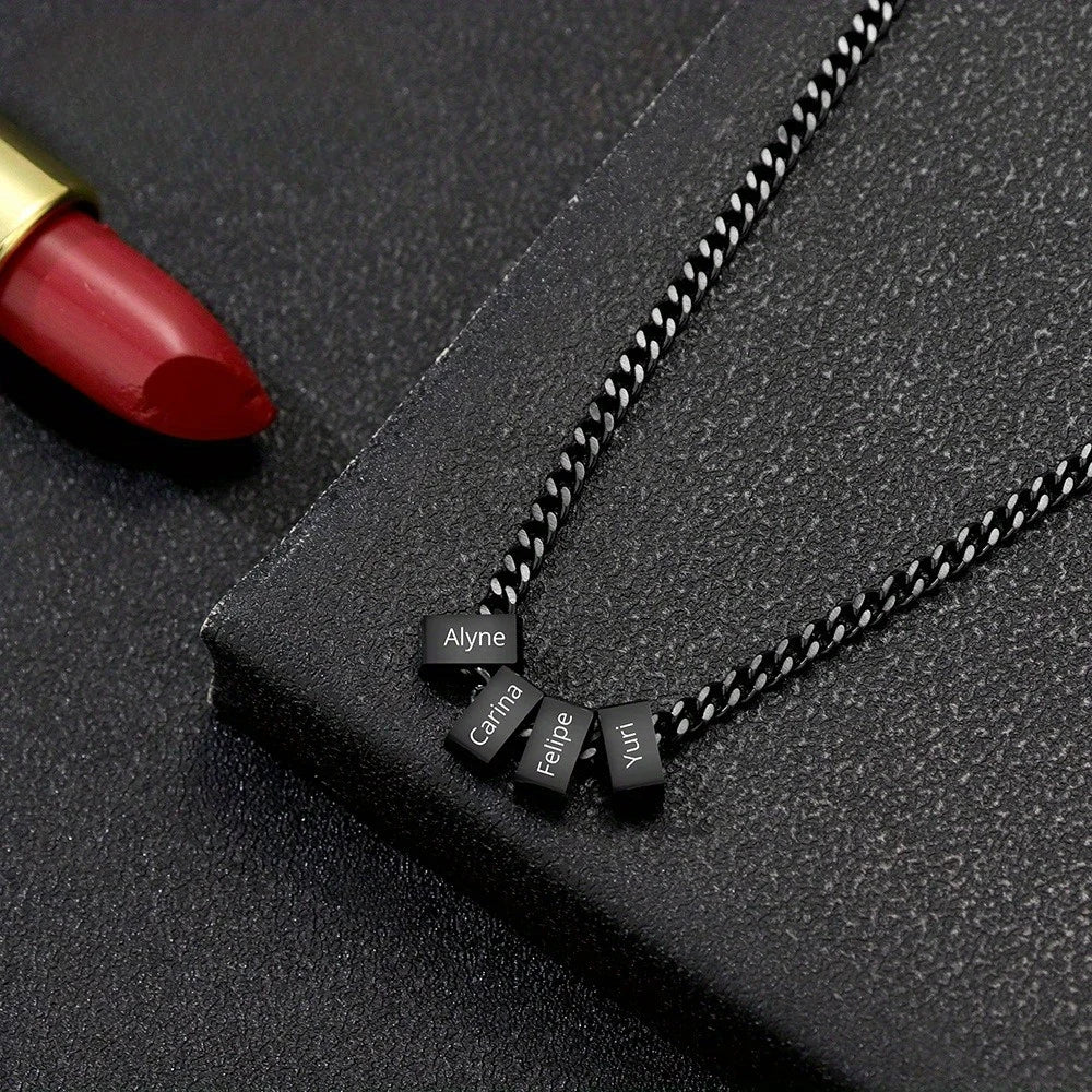 Custom Engraved Name Block Necklace