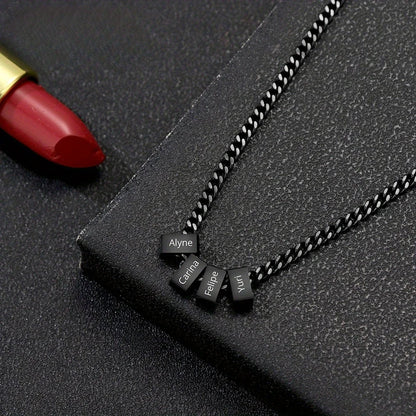 Custom Engraved Name Block Necklace