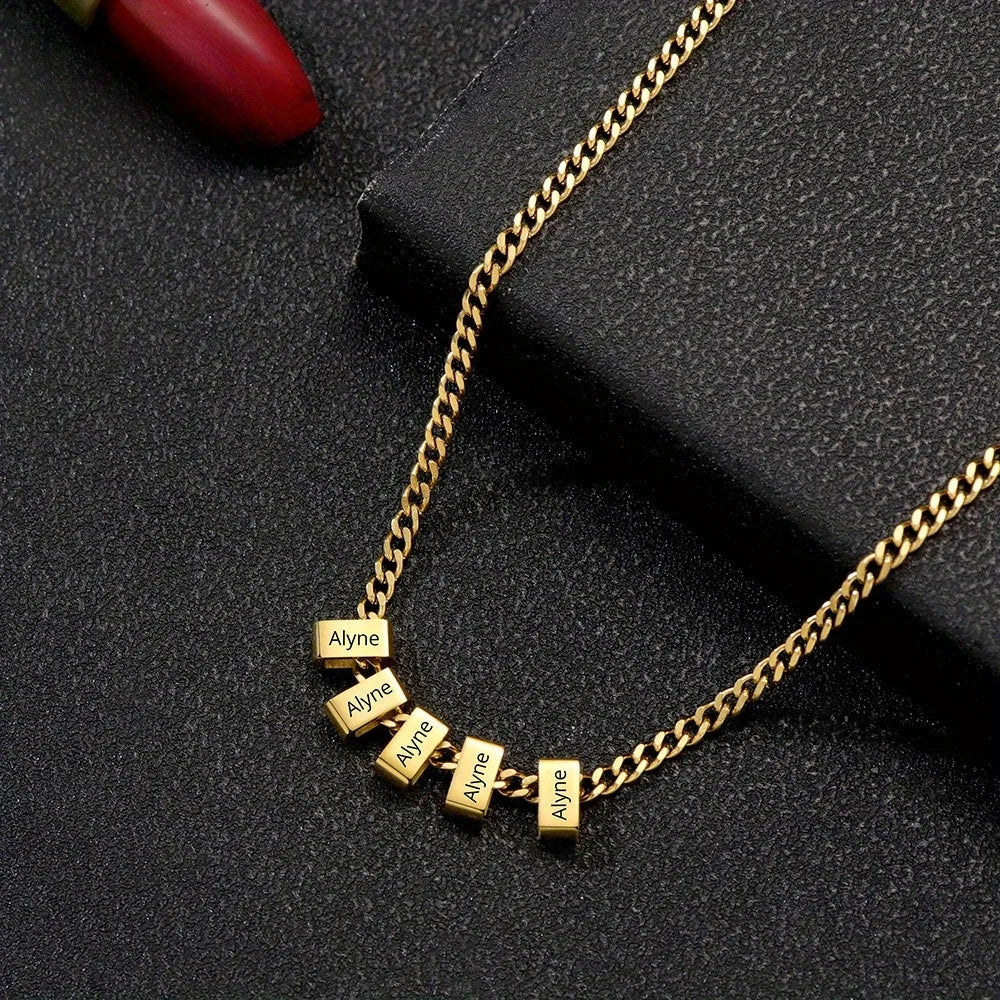 Custom Engraved Name Block Necklace