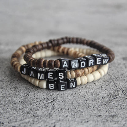 Personalized Coconut Shell Bracelet