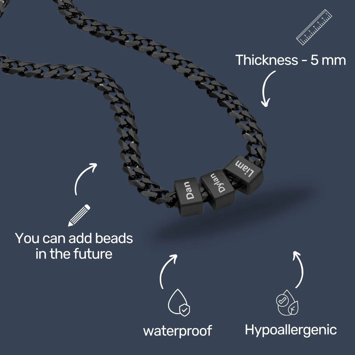 Custom Engraved Name Block Necklace