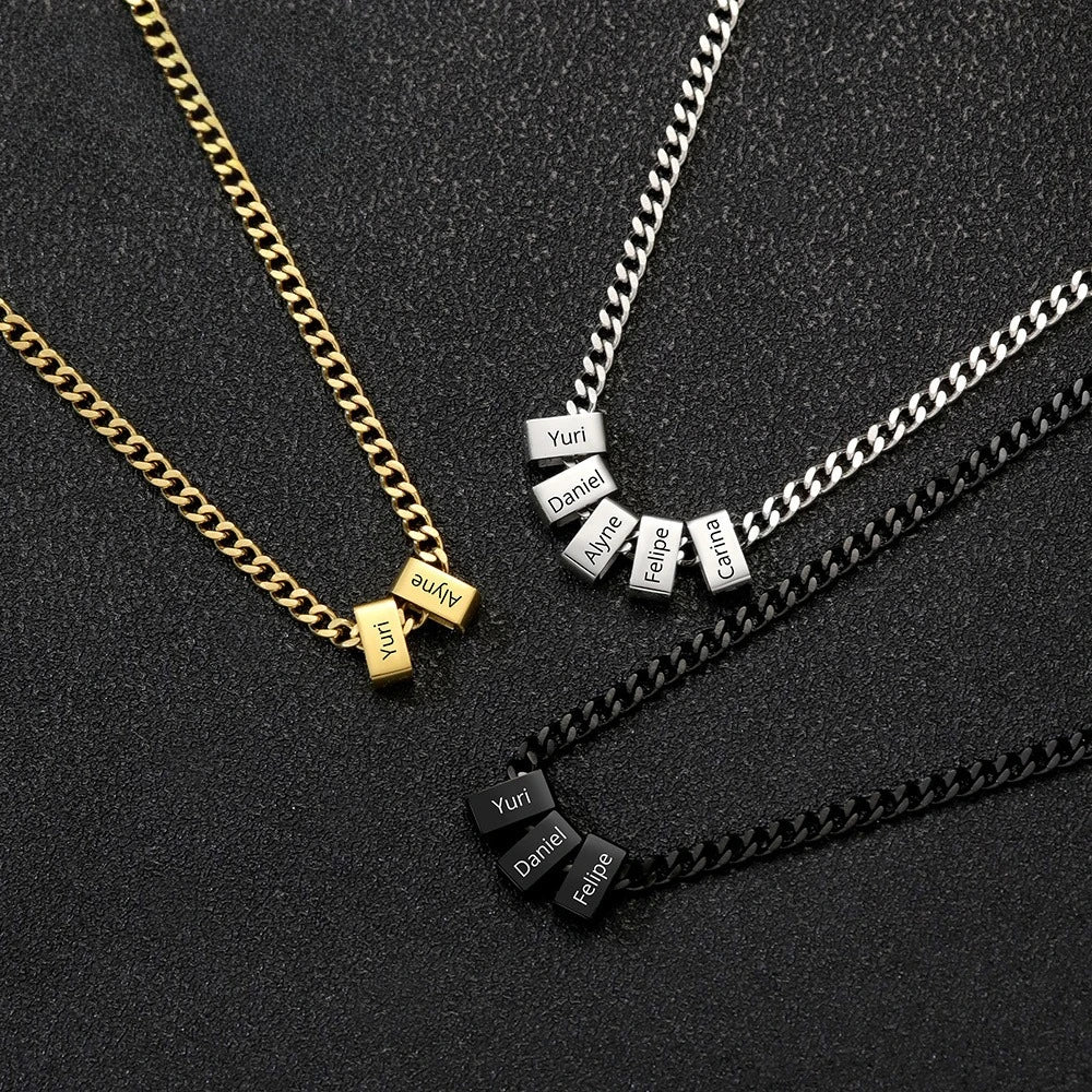 Custom Engraved Name Block Necklace