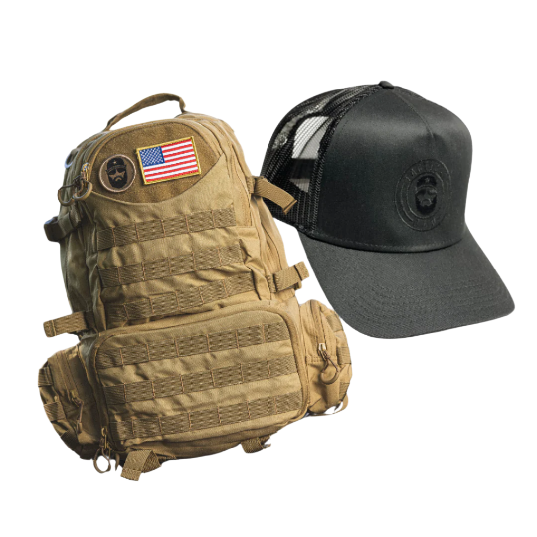 Tactical Dad Diaperbag/Daypack with Tactical Dad Iconic Black Trucker Hat
