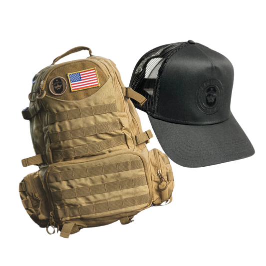 Tactical Dad Diaperbag/Daypack with Tactical Dad Iconic Black Trucker Hat