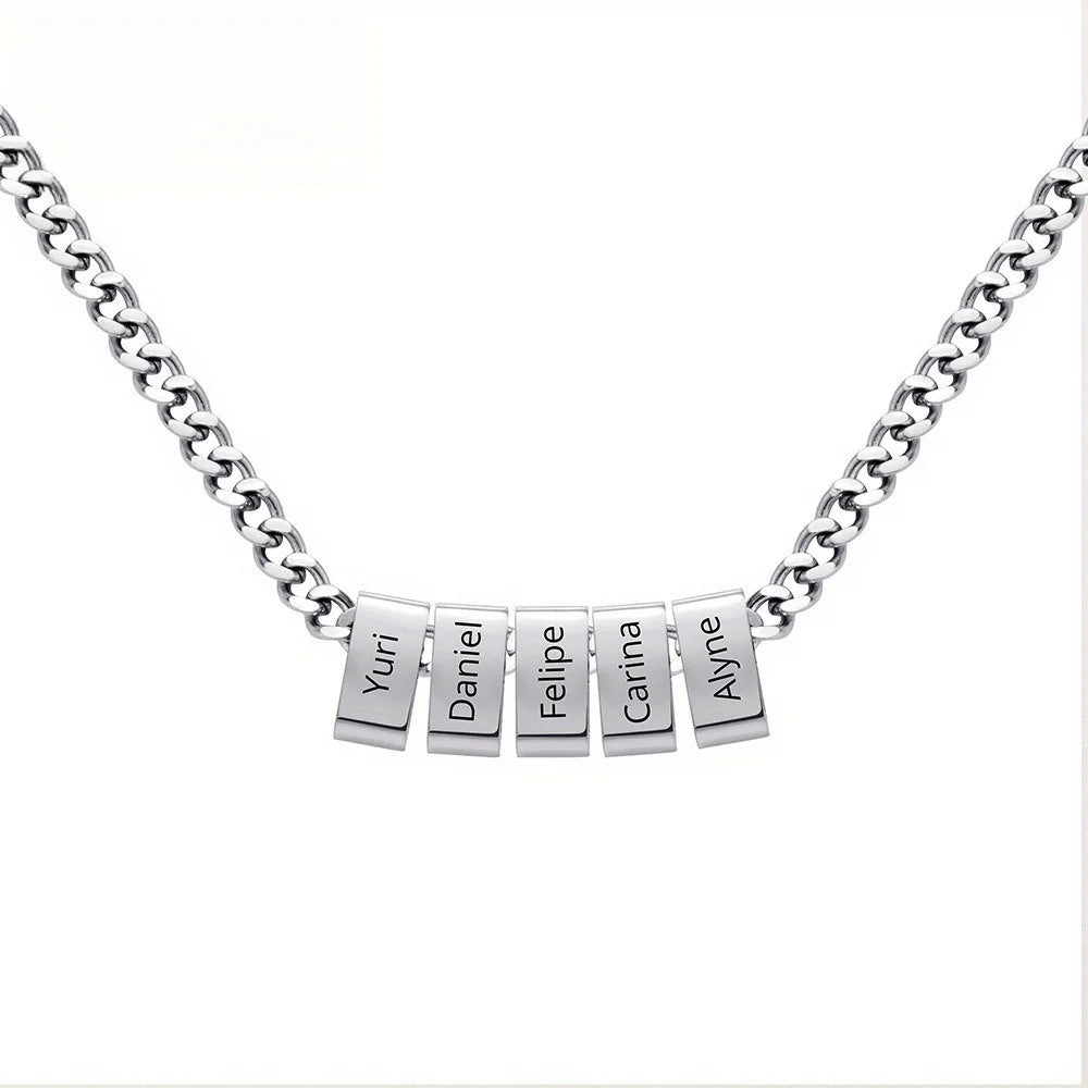 Custom Engraved Name Block Necklace