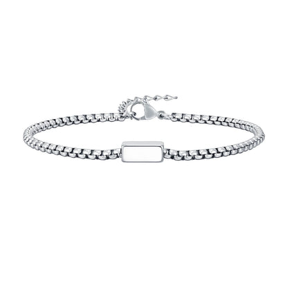Custom Engraved Stainless Steel Box Chain Bracelet