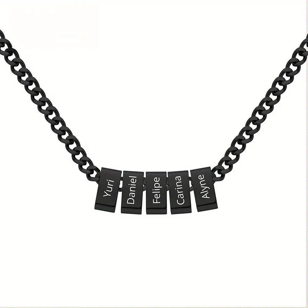 Custom Engraved Name Block Necklace