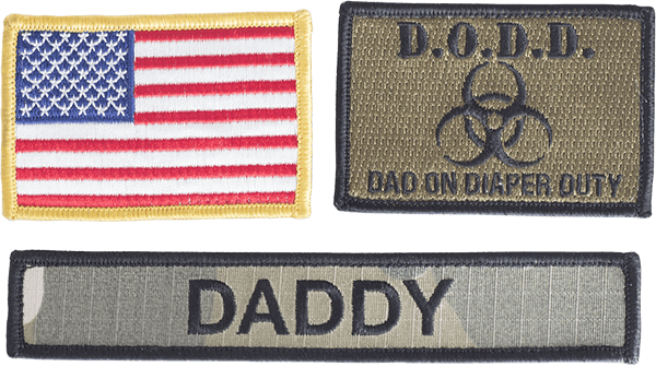 Khaki Tactical Dad Daypack w/ 4 Removable Patches and Tactical Dad Diaper/Laundry Bag